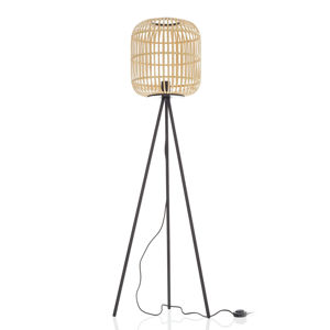 EGLO Bordesley stolní lampa, třínožka, dřevěné stínidlo