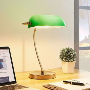 Lindby Selea - Bankéřská lampička se zeleným stínítkem