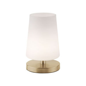 PAUL NEUHAUS LED stolní lampa v matné mosazi s decentním podlouhlým stínítkem na lampu 3000K PN 4146-60