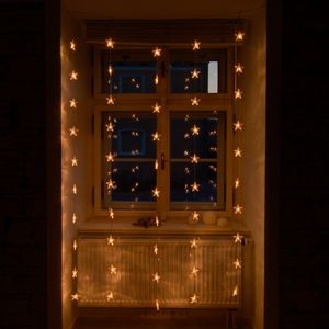 DecoLED Vánoční osvětlení do okna, propojovatelné, hvězdy, 1,2x2m, teple bílá, 50 diod